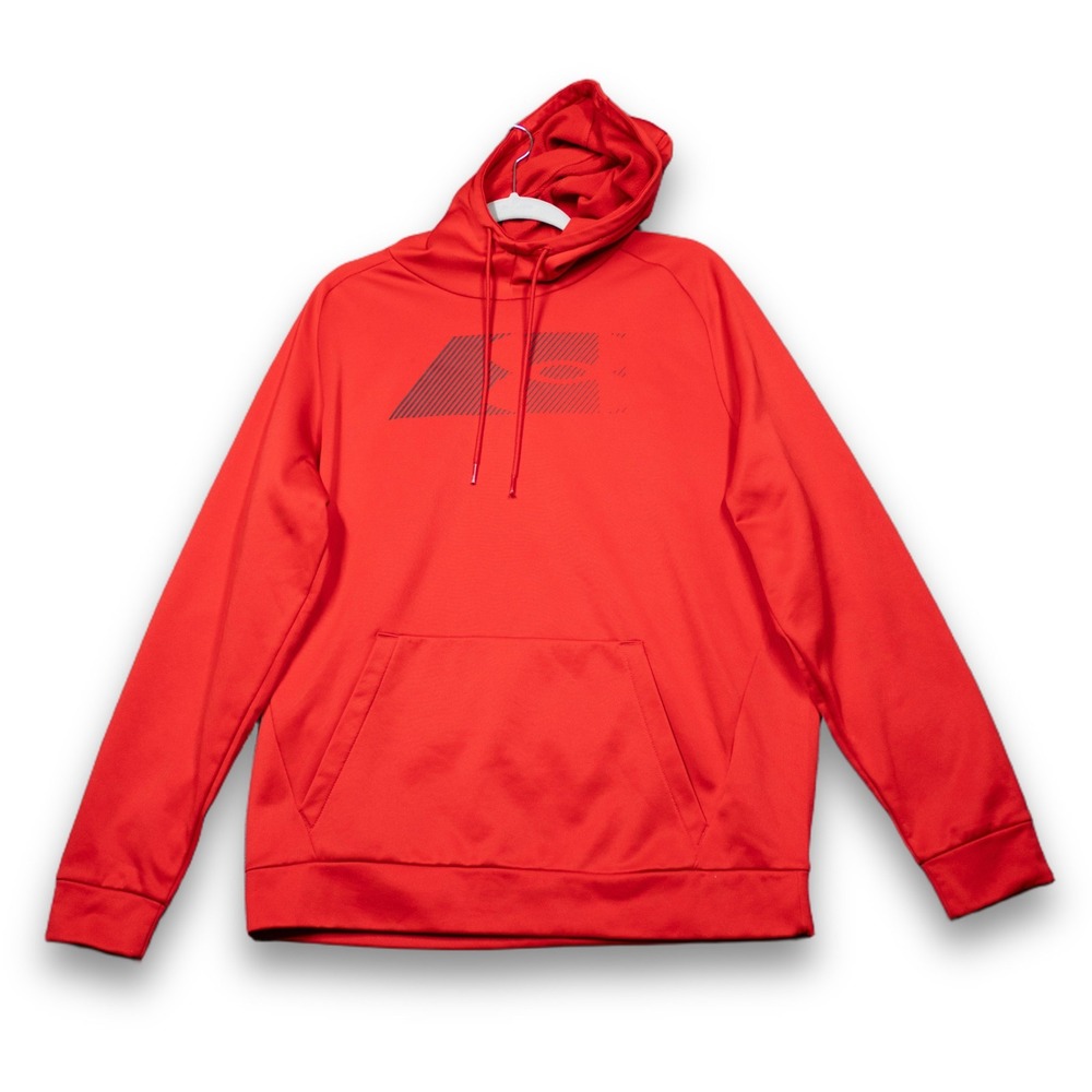 Under Armour Mens Armour Fleece Graphic Pullover Hoodie Red Large Loose Fit